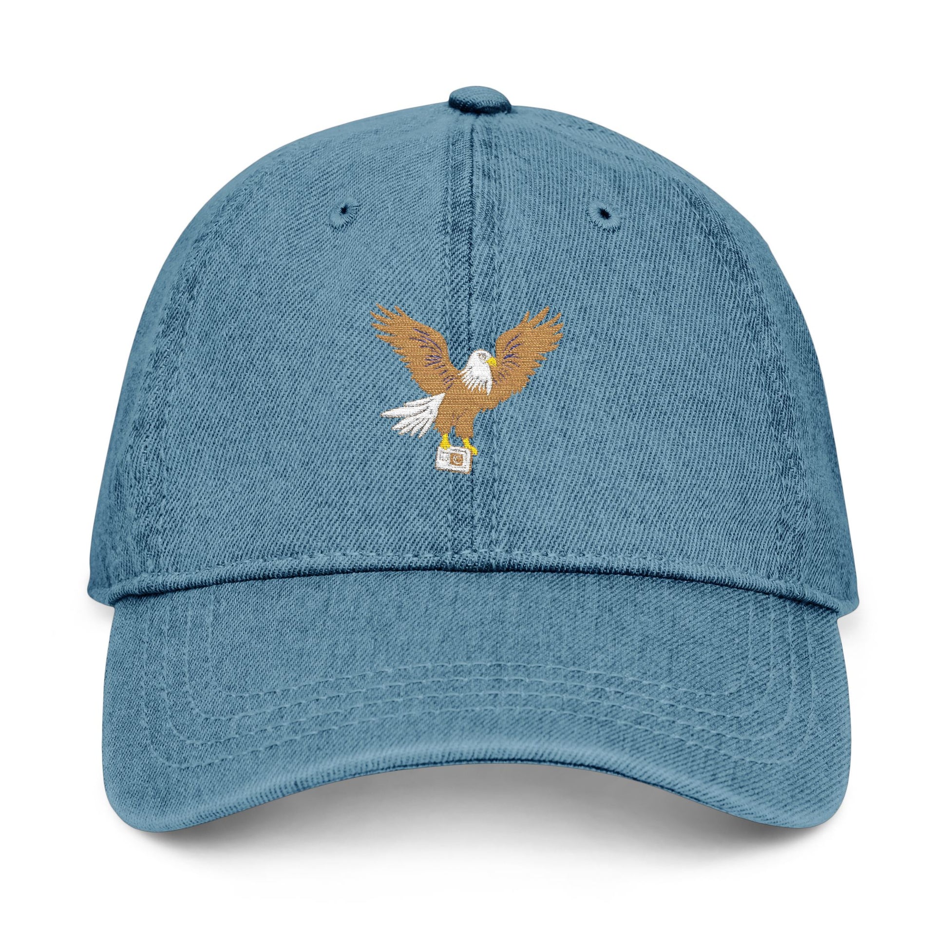 Denim Hat with Eagle Embroidery