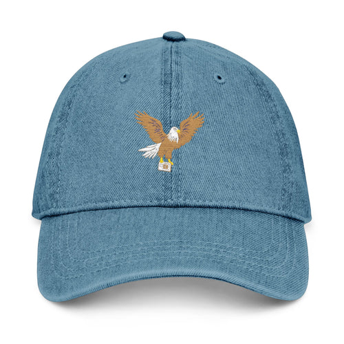 Denim Hat with Eagle Embroidery