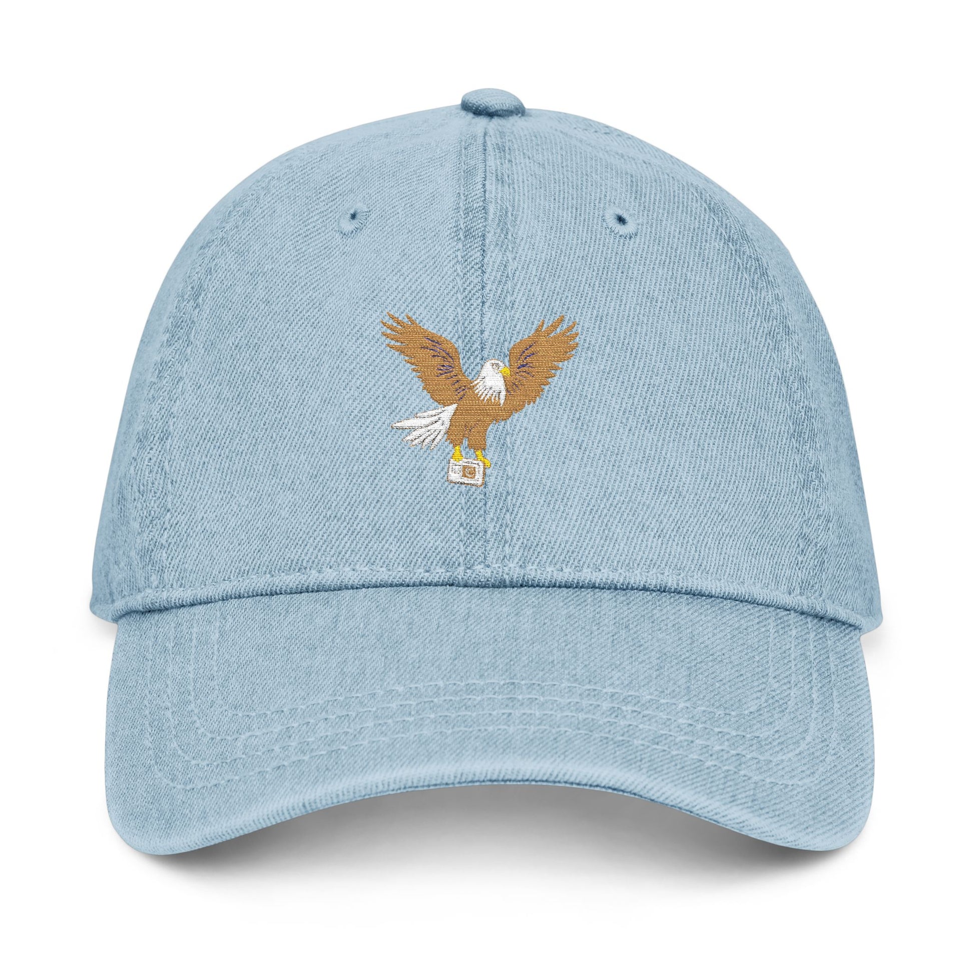 Denim Hat with Eagle Embroidery