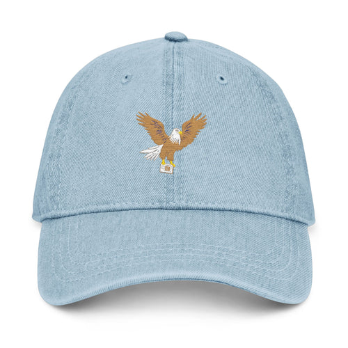 Denim Hat with Eagle Embroidery