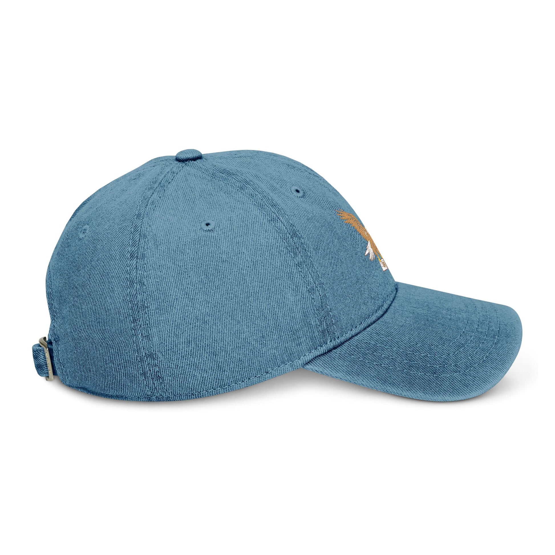 Denim Hat with Eagle Embroidery