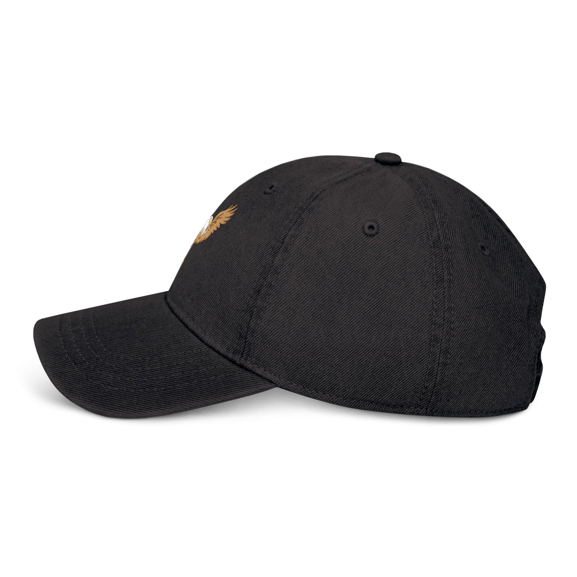Denim Hat with Eagle Embroidery
