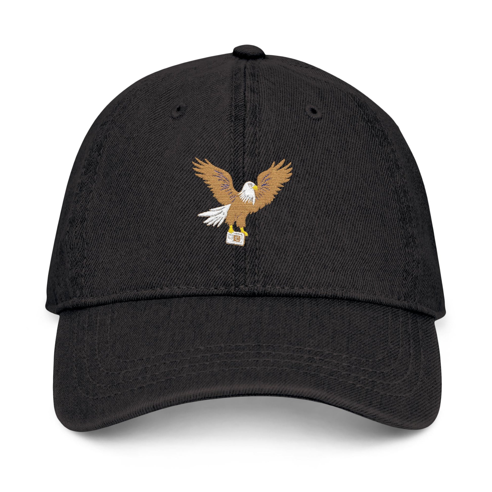 Denim Hat with Eagle Embroidery